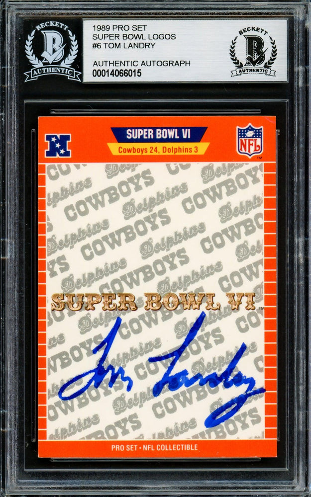 Tom Landry Autographed 1989 Pro Set Card #VI Dallas Cowboys Beckett BAS #14066015 - RSA
