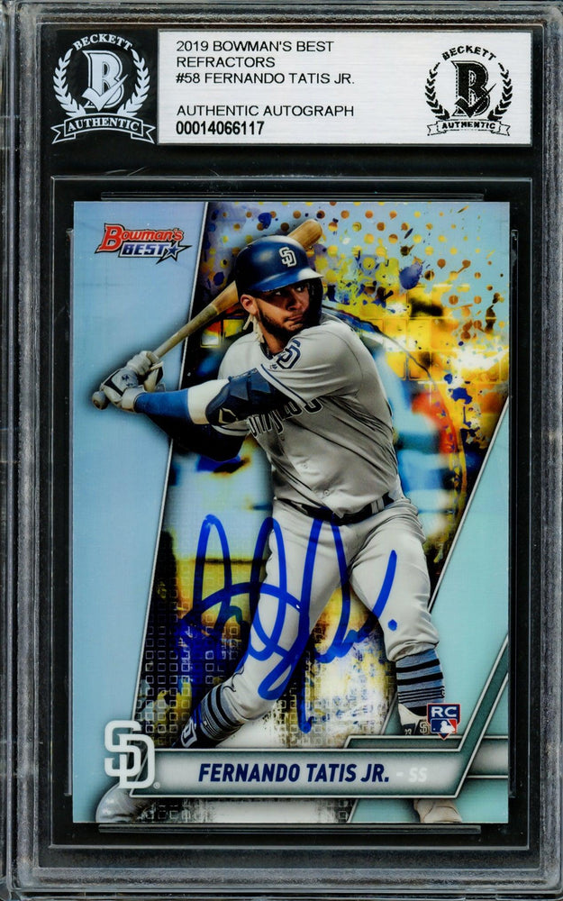 Fernando Tatis Jr. Autographed 2019 Bowman's Best Refractor Rookie Card #58 San Diego Padres Beckett BAS #14066117 - RSA