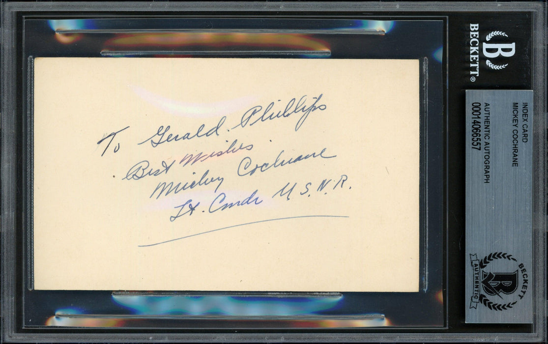 Mickey Cochrane Autographed 3x5 Index Card Detroit Tigers "To Gerald" Beckett BAS #14066557 - RSA