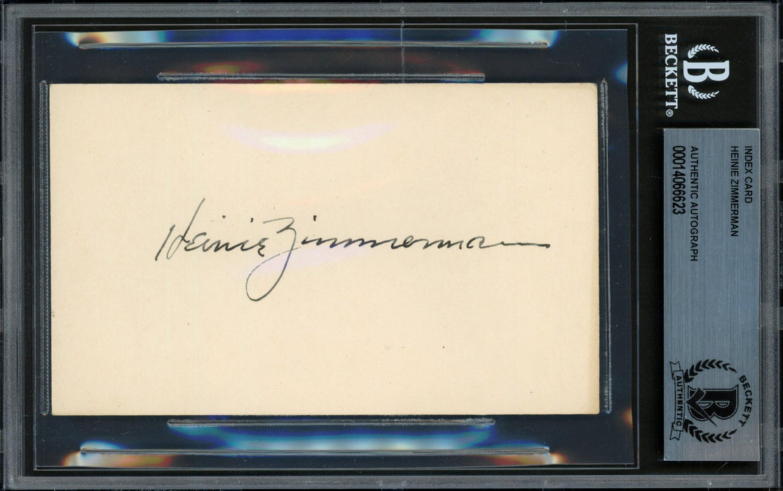 Heinie Zimmerman Autographed 3x5 Index Card Cubs, NY Giants Beckett BAS #14066623 - RSA