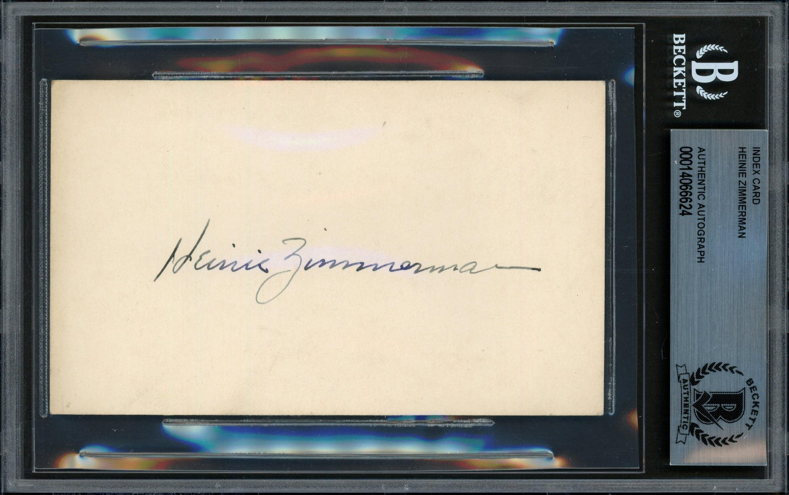 Heinie Zimmerman Autographed 3x5 Index Card Cubs, NY Giants Beckett BAS #14066624 - RSA