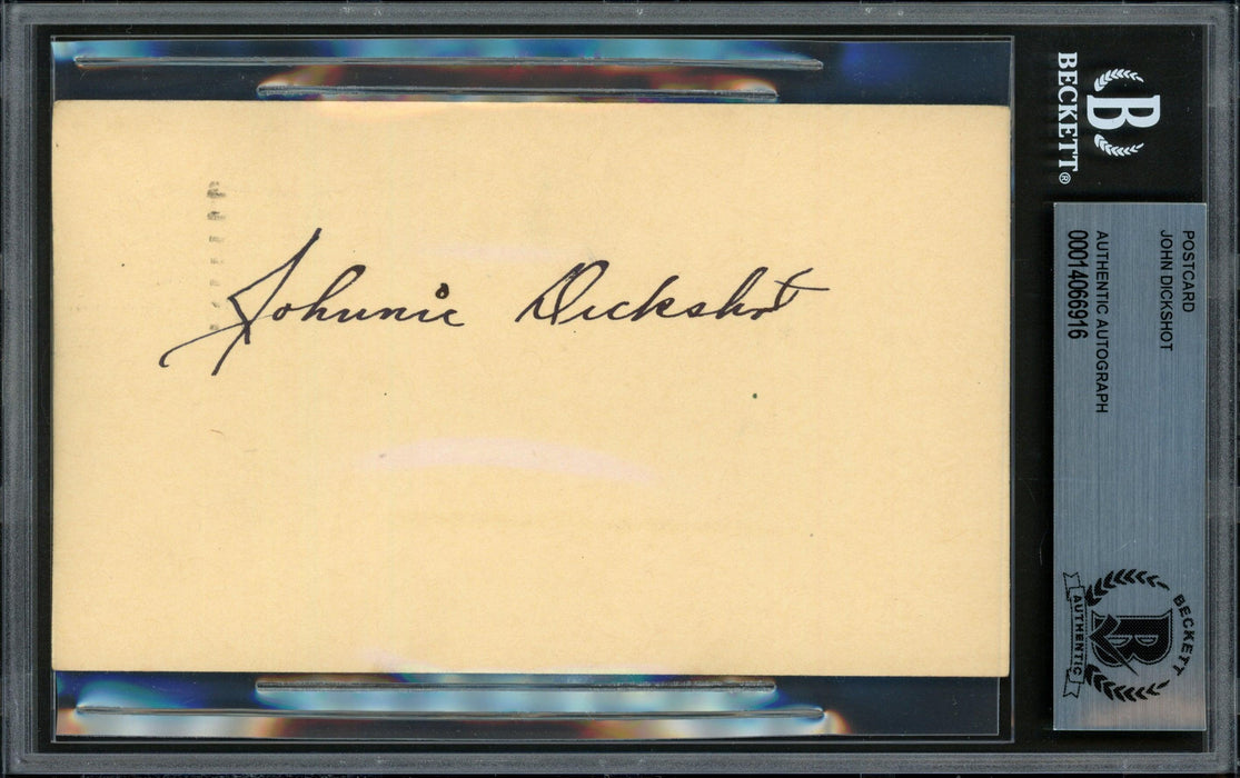 Johnny Johnnie Dickshot Autographed 3.25x5.5 Government Postcard Chicago White Sox Beckett BAS #14066916 - RSA