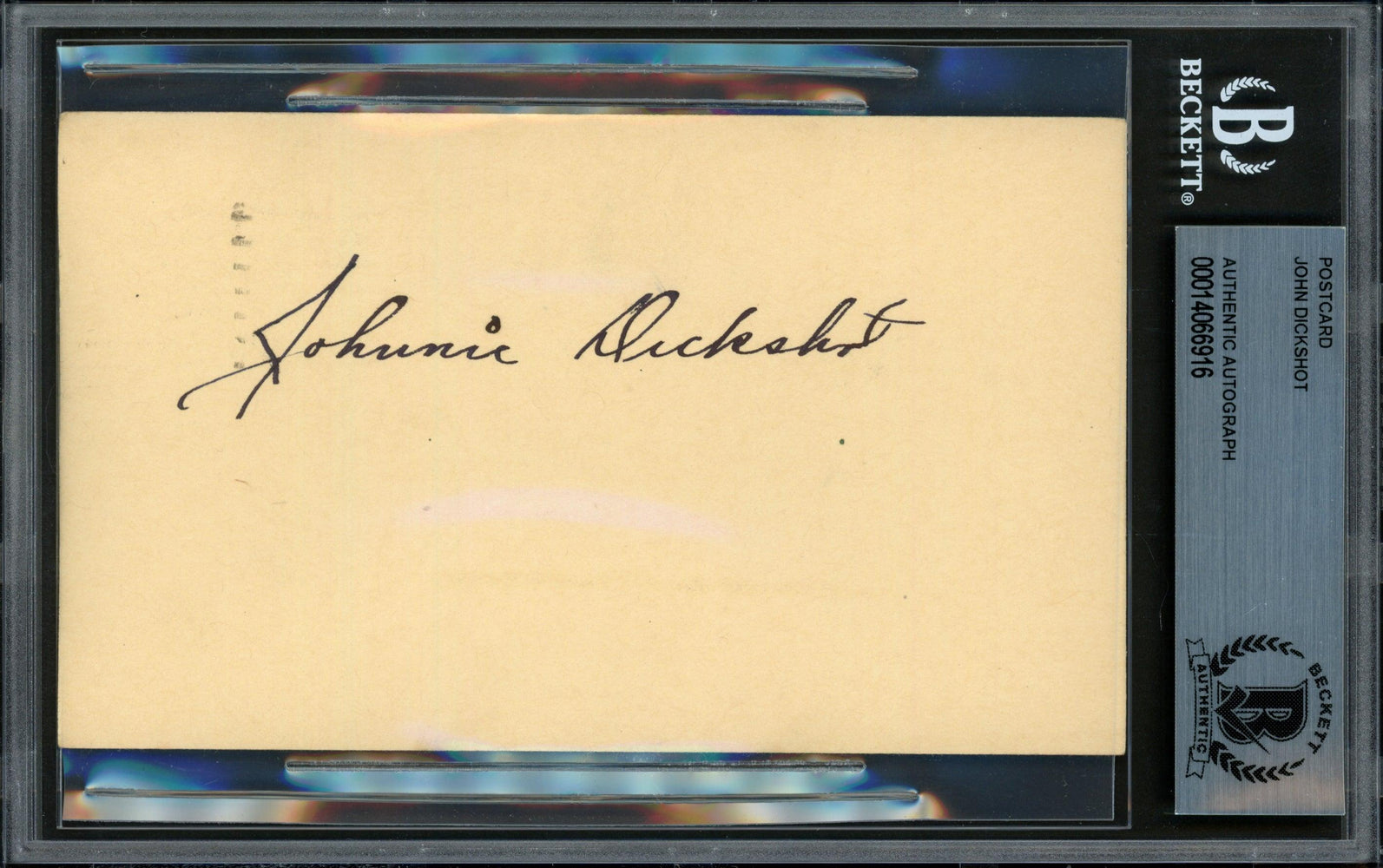 Johnny Johnnie Dickshot Autographed 3.25x5.5 Government Postcard Chicago White Sox Beckett BAS #14066916 - RSA