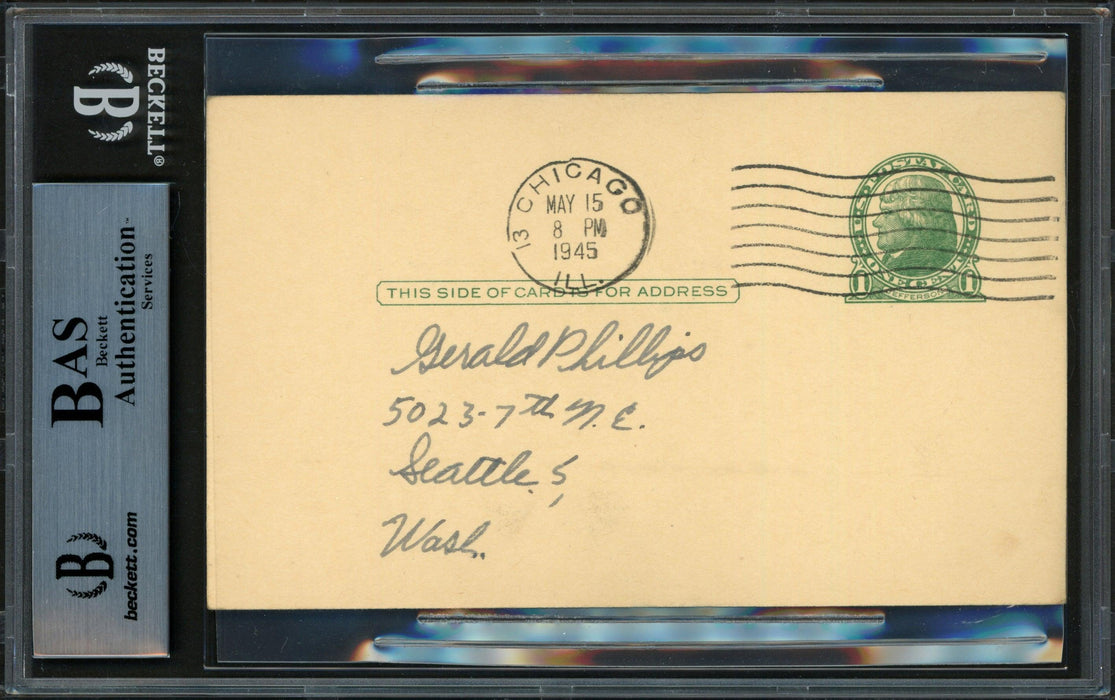Johnny Johnnie Dickshot Autographed 3.25x5.5 Government Postcard Chicago White Sox Beckett BAS #14066916 - RSA