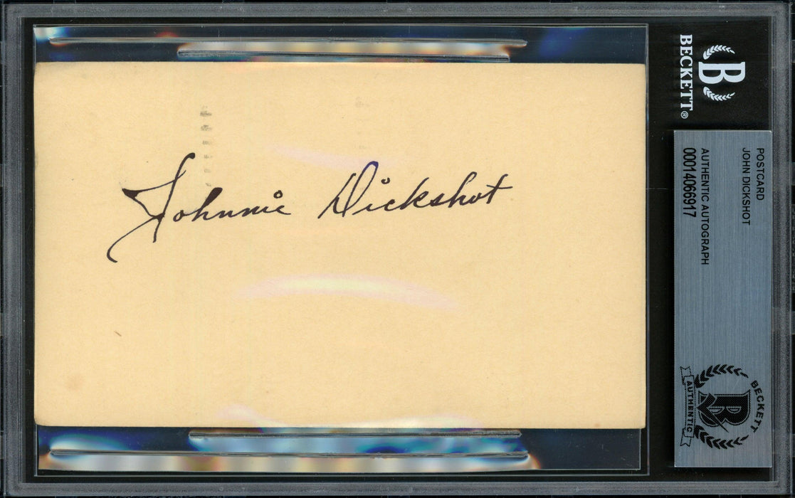 Johnny Johnnie Dickshot Autographed 3.25x5.5 Government Postcard Chicago White Sox Beckett BAS #14066917 - RSA