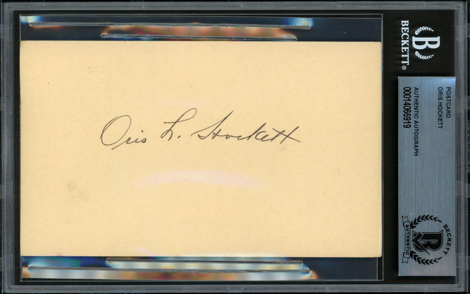 Oris Hockett Autographed 3.25x5.5 Government Postcard Chicago White Sox Beckett BAS #14066919 - RSA