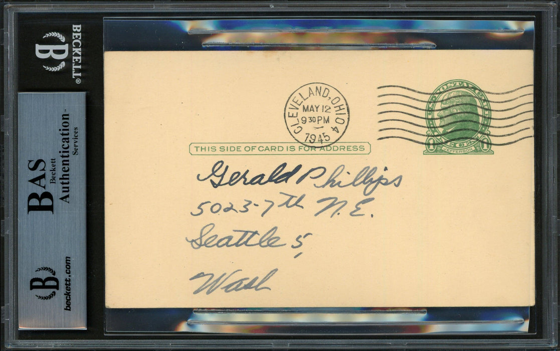 George Stirnweiss Autographed 3.25x5.5 Government Postcard New York Yankees Beckett BAS #14066925 - RSA