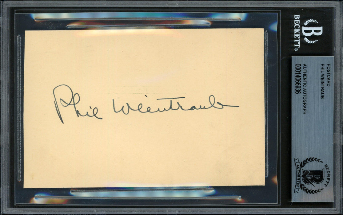 Phil Weintraub Autographed 3.25x5.5 Government Postcard New York Giants Beckett BAS #14066936 - RSA