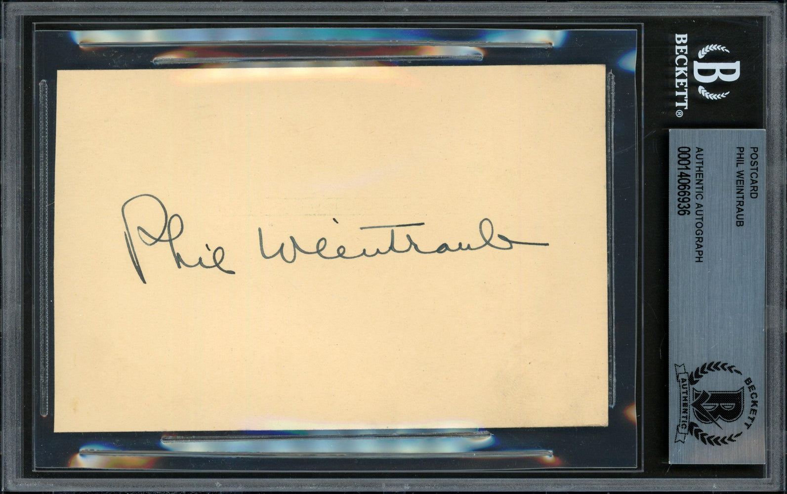 Phil Weintraub Autographed 3.25x5.5 Government Postcard New York Giants Beckett BAS #14066936 - RSA