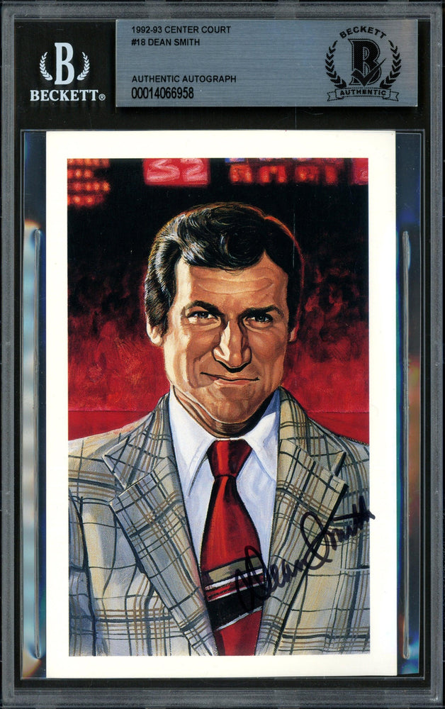 Dean Smith Autographed 1992-93 Capital Cards 3.25x5.5 Postcard #18 North Carolina Beckett BAS #14066958 - RSA