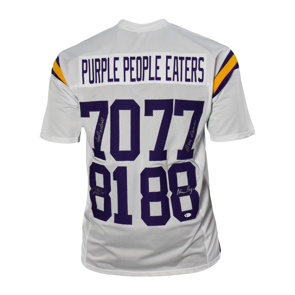 Purple People Eaters Eller, Larsen, Marshall, and Page Signed White Pro-Edition Jersey (Beckett) - RSA