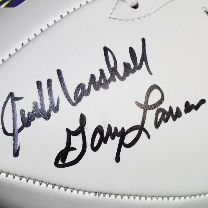 Purple People Eaters Eller, Larsen, Marshall, and Page Signed Minnesota Vikings Logo Football (Beckett) - RSA