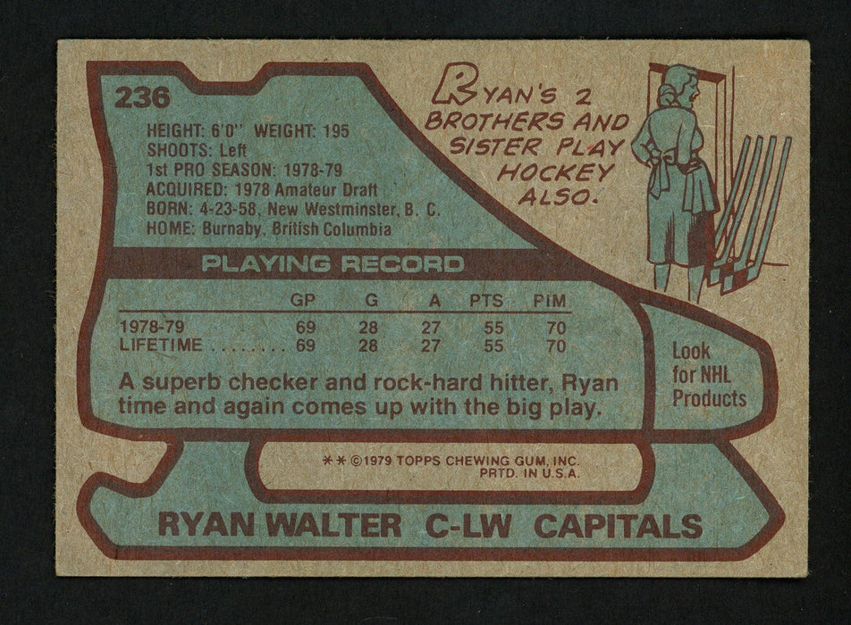 Ryan Walter Autographed 1979-80 Topps Rookie Card #236 Washington Capitals SKU #154354 - RSA