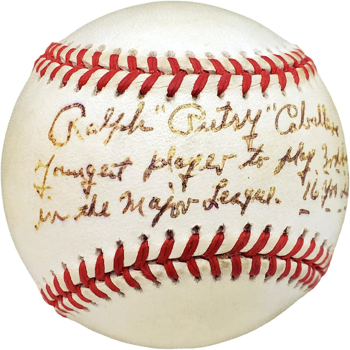Ralph "Putsy" Caballero Autographed Official MLB Baseball Philadelphia Phillies "Youngest Player to Play 3rd Base in the Major Leagues 16 Years Old" Beckett BAS #V68058 - RSA
