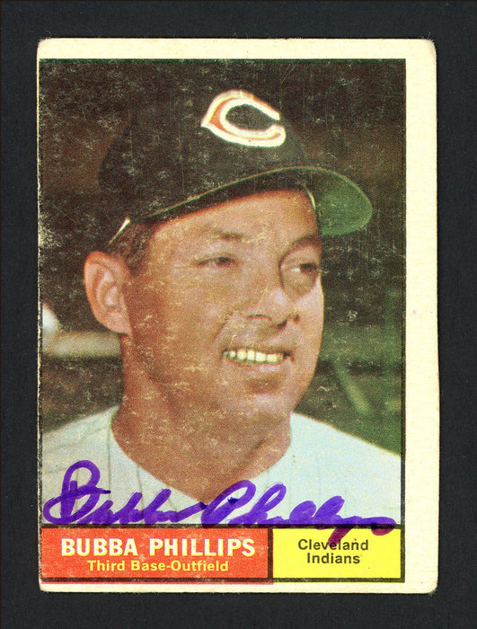 Bubba Phillips Autographed 1961 Topps Card #101 Cleveland Indians SKU #164228 - RSA