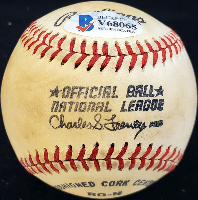 Stan Lopata Autographed Official Feeney National Baseball Philadelphia Phillies, Milwaukee Braves Beckett BAS #V68065 - RSA