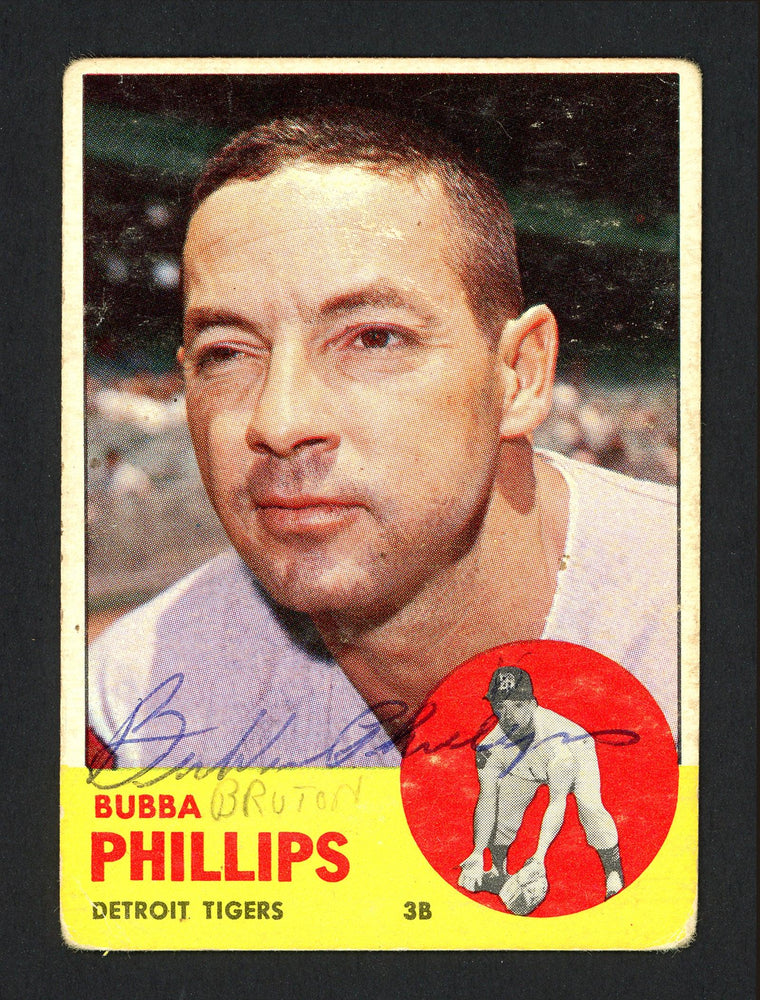 Bubba Phillips Autographed 1963 Topps Card #177 Detroit Tigers SKU #164232 - RSA