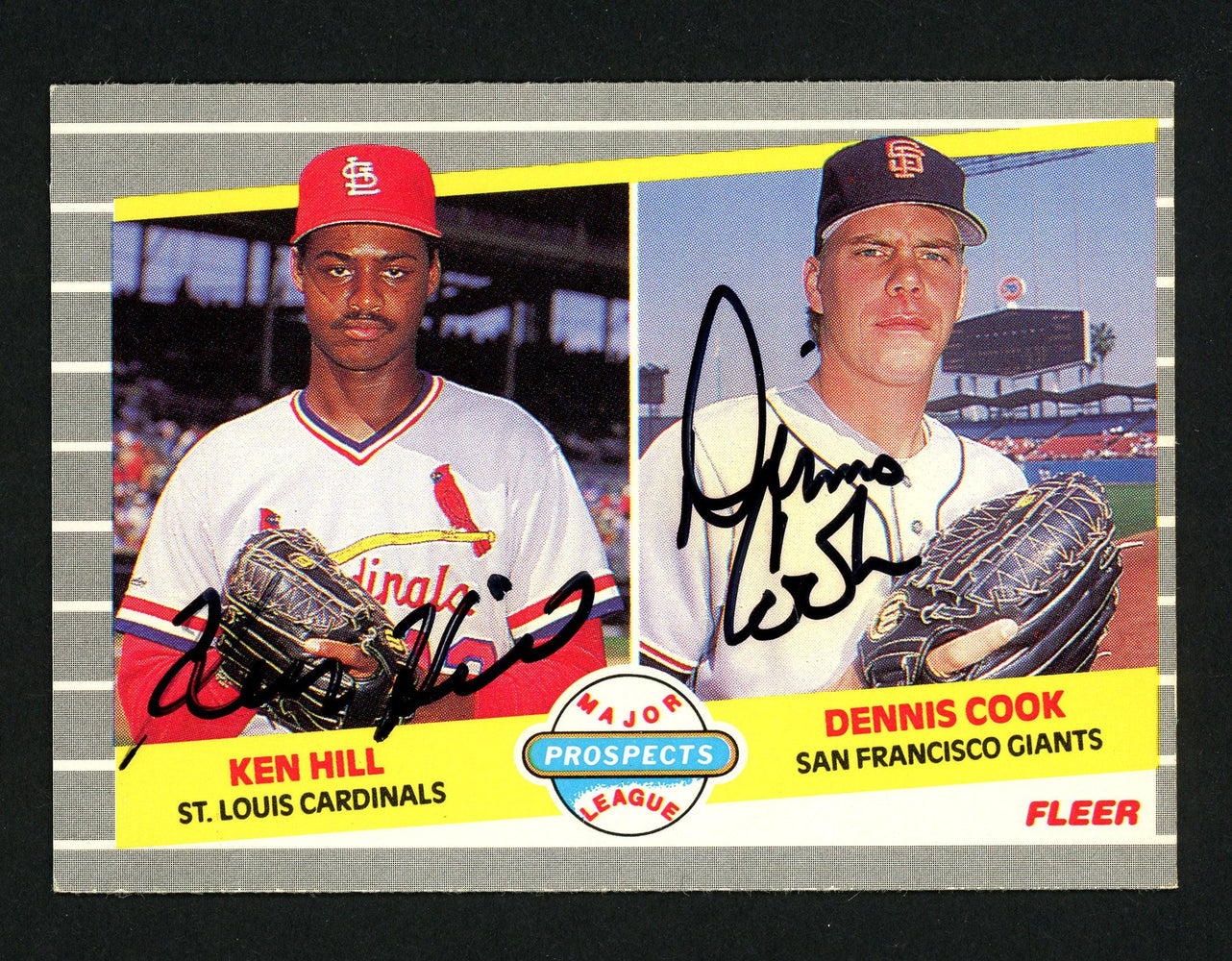 Ken Hill & Dennis Cook Autographed 1989 Fleer Rookie Card #652 SKU #154377 - RSA