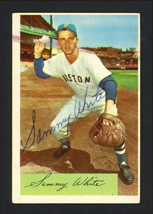 Sammy White Autographed 1954 Bowman Card #34 Boston Red Sox SKU #164240 - RSA