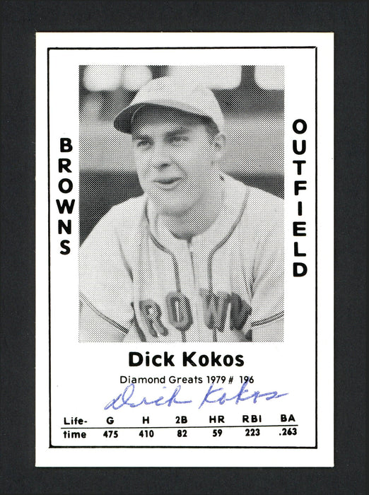 Dick Kokos Autographed 1979 Diamond Greats Card #196 St. Louis Browns SKU #165796 - RSA