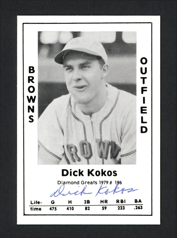 Dick Kokos Autographed 1979 Diamond Greats Card #196 St. Louis Browns SKU #165796 - RSA