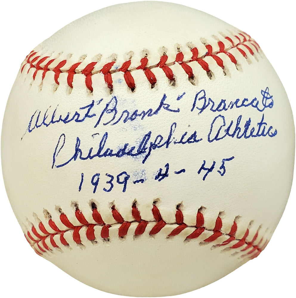 Albert Al "Bronk" Brancato Autographed Official AL Baseball Philadelphia A's "Philadelphia Athletics 1939-4-45" Beckett BAS #V68097 - RSA