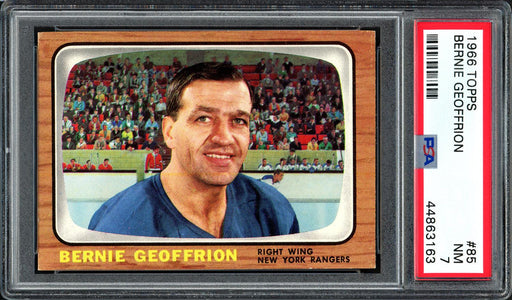 Bernie "Boom Boom" Geoffrion 1966-67 Topps Card #85 New York Rangers Card Grade NM 7 PSA #44863163 - RSA
