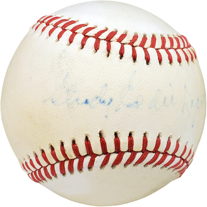 Steady Eddie Lopat Autographed Official AL Baseball New York Yankees Beckett BAS #V68156 - RSA