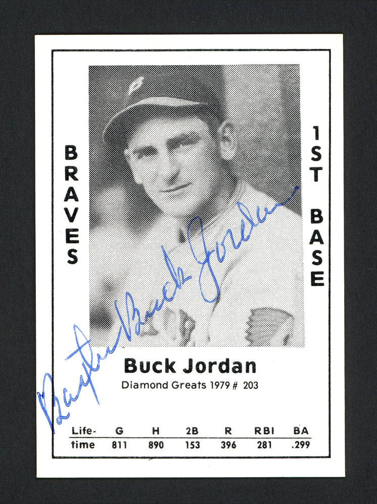 Baxter "Buck" Jordan Autographed 1979 Diamond Greats Card #203 Boston Braves SKU #165825 - RSA
