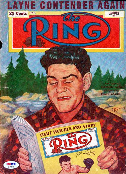Rex Layne Autographed The Ring Magazine Cover PSA/DNA #S47143 — RSA