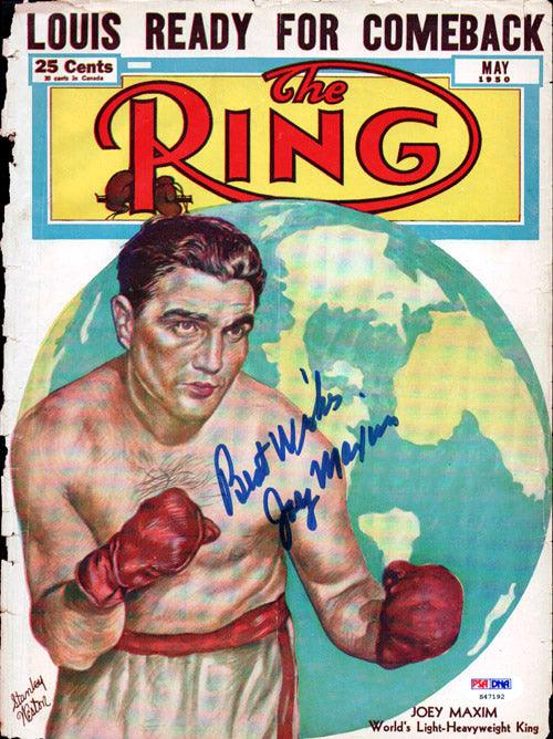 Joey Maxim Autographed The Ring Magazine Cover PSA/DNA #S47192 - RSA
