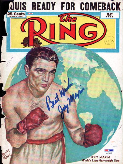 Joey Maxim Autographed The Ring Magazine Cover PSA/DNA #S47193 - RSA
