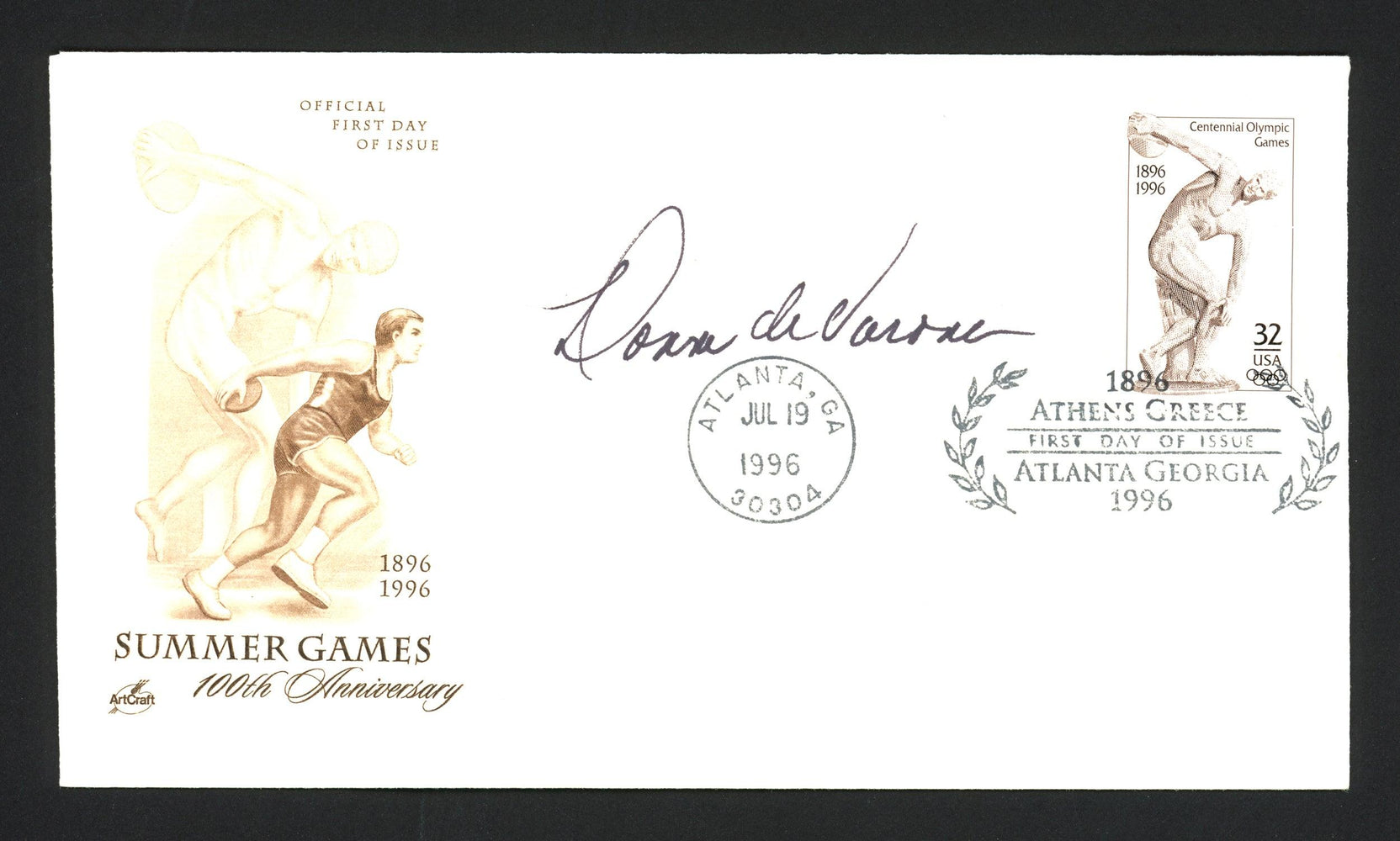 Donna De Varona Autographed First Day Cover Swimmer SKU #165047 - RSA