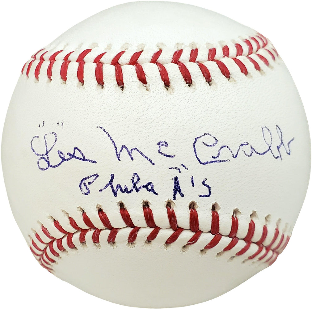 Les McCrabb Autographed Official MLB Baseball Philadelphia A's "Phil. A's " Beckett BAS #V68224 - RSA