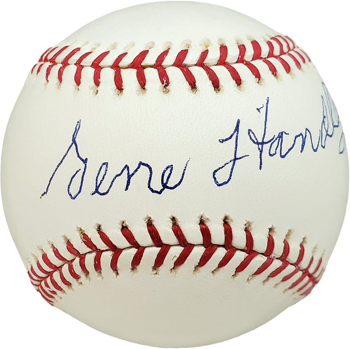 Gene Handley Autographed Official MLB Baseball Philadelphia A's Beckett BAS #V68227 - RSA