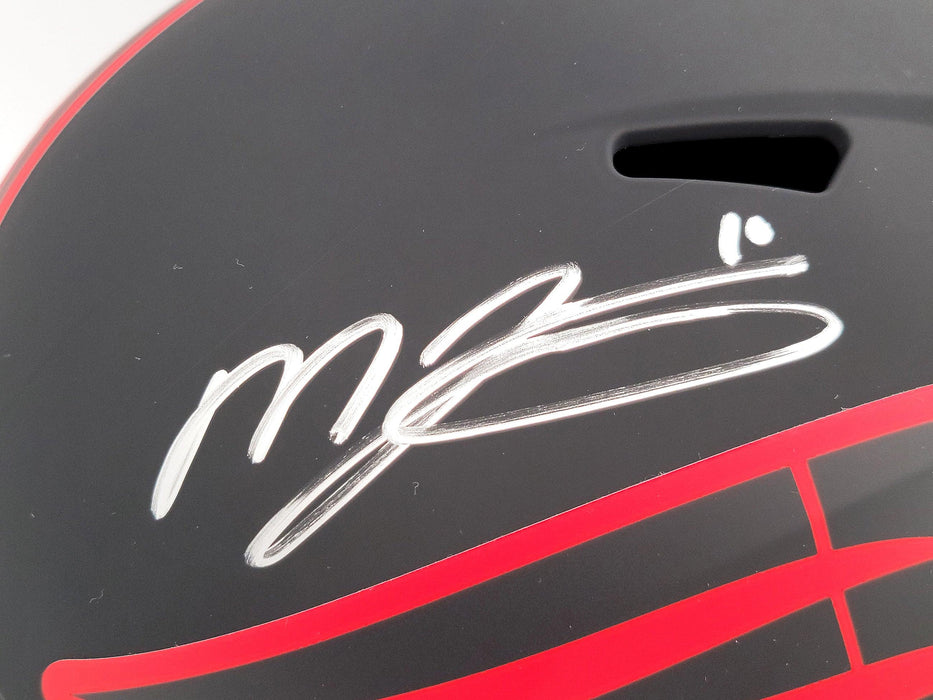 Mac Jones Autographed New England Patriots Eclipse Black Full Size Replica Speed Helmet Beckett BAS QR Stock #202964 - RSA
