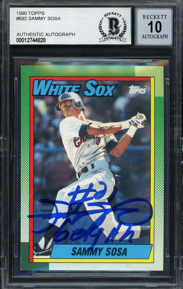 Sammy Sosa Autographed 1990 Topps Rookie Card #692 Chicago White Sox A — RSA