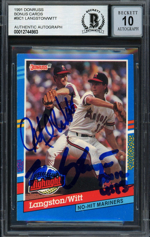 Mark Langston & Mike Witt Autographed 1991 Donruss Card #BC-1 California Angels Auto Grade Gem Mint 10 Beckett BAS #12744983 - RSA