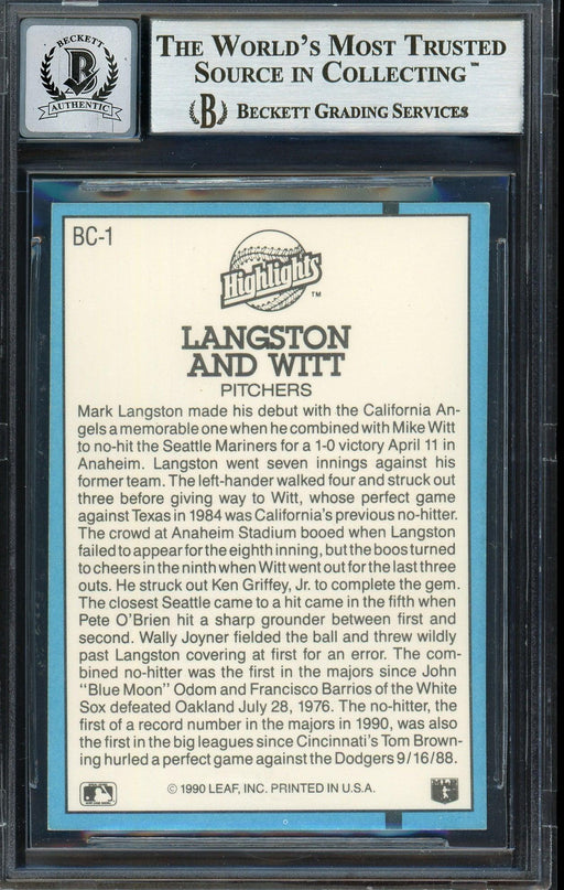 Mark Langston & Mike Witt Autographed 1991 Donruss Card #BC-1 California Angels Auto Grade Gem Mint 10 Beckett BAS #12744983 - RSA
