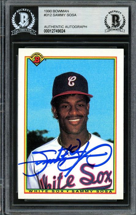 Sammy Sosa Autographed 1990 Bowman Rookie Card #312 Chicago White Sox — RSA