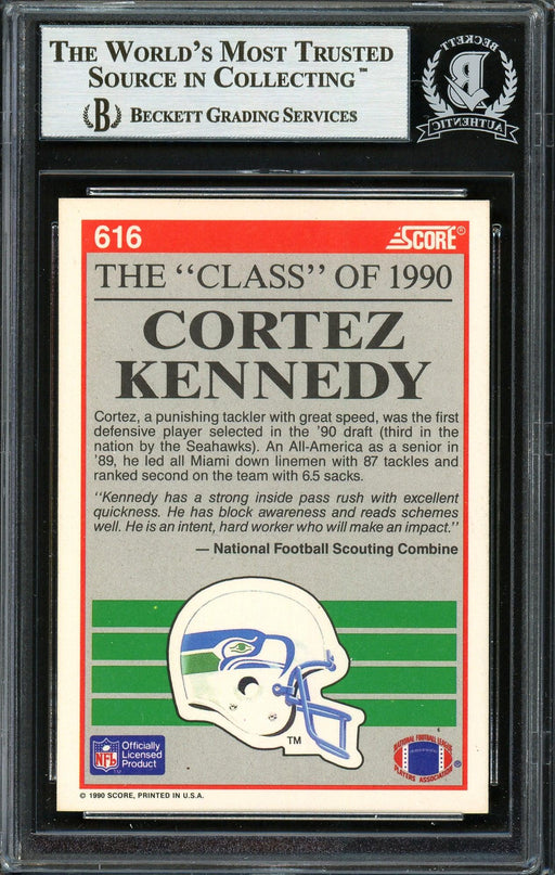 Cortez Kennedy Autographed 1990 Score Rookie Card #616 Seattle Seahawks Beckett BAS #12749887 - RSA