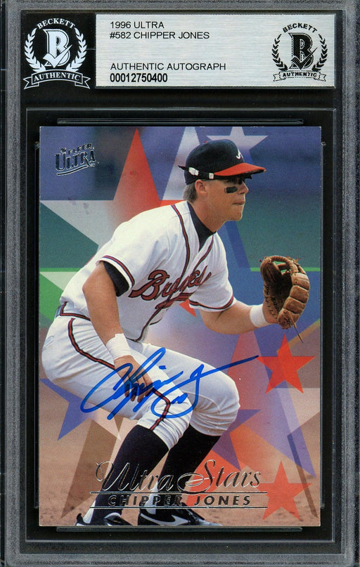Chipper Jones Autographed 1996 Fleer Ultra Stars Card #582 Atlanta Braves Beckett BAS #12750400 - RSA