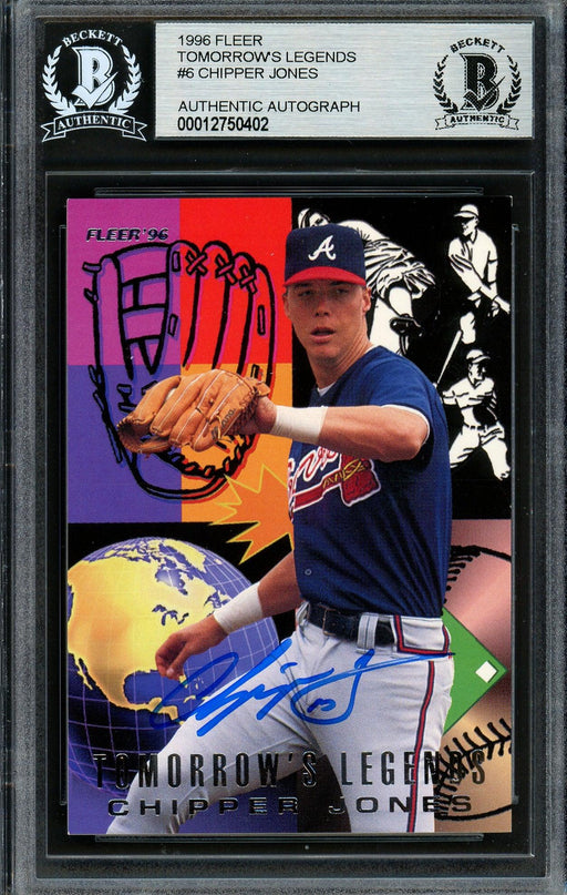 Chipper Jones Autographed 1996 Fleer Tomorrow's Legends Card #6 Atlanta Braves Beckett BAS #12750402 - RSA