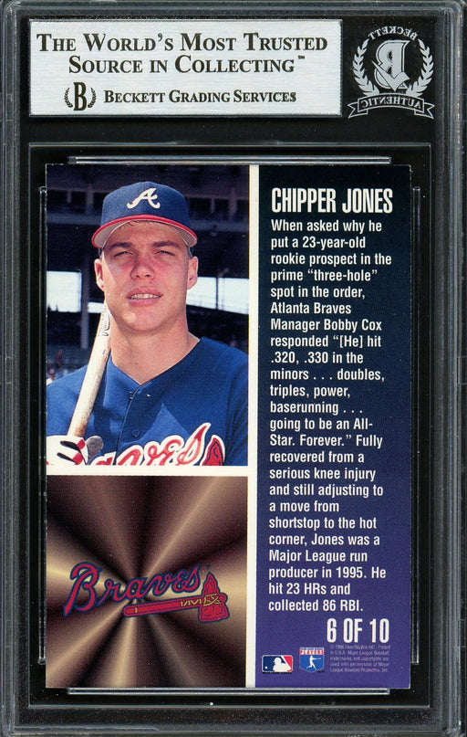 Chipper Jones Autographed 1996 Fleer Tomorrow's Legends Card #6 Atlanta Braves Beckett BAS #12750402 - RSA