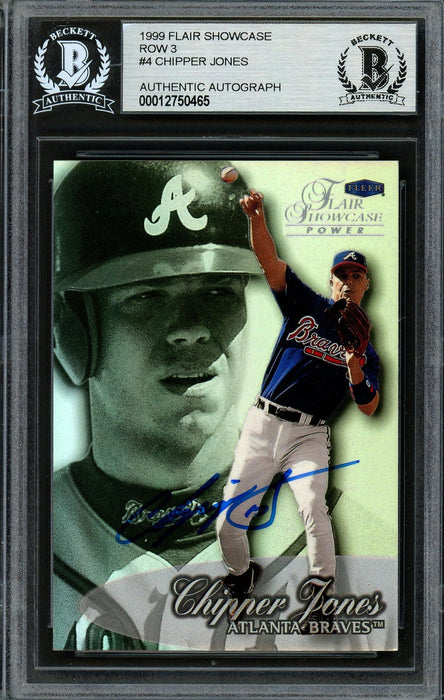 Chipper Jones Autographed 1999 Flair Showcase Card #4 Row 3 Atlanta Braves Beckett BAS #12750465 - RSA