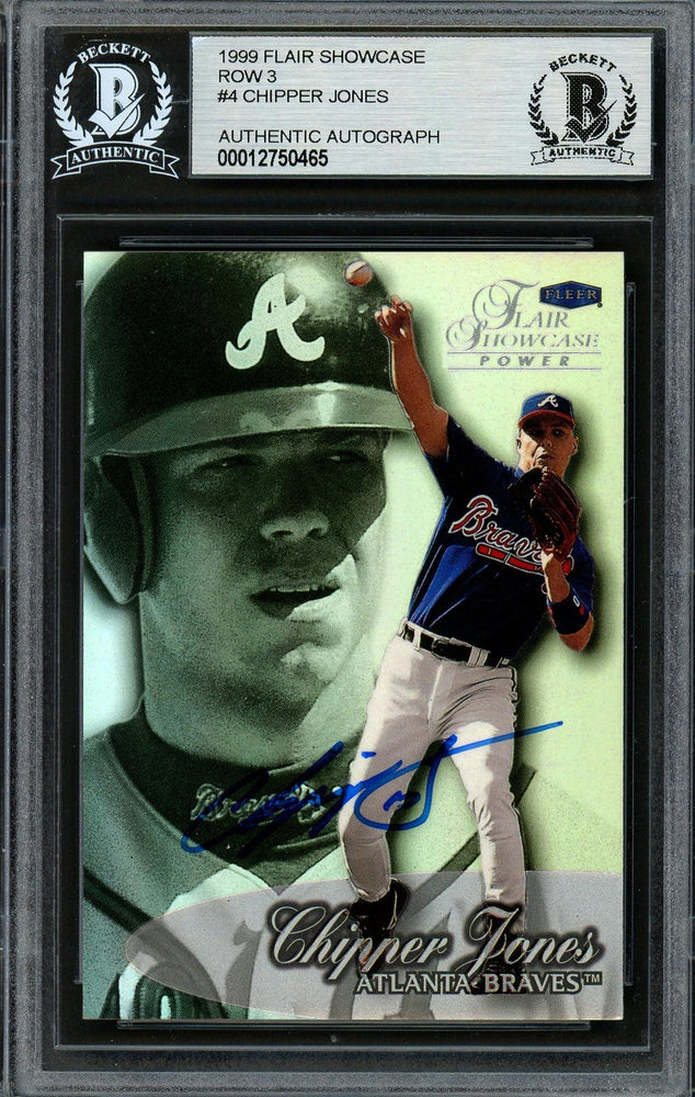 Chipper Jones Autographed 1999 Flair Showcase Card #4 Row 3 Atlanta Braves Beckett BAS #12750465 - RSA