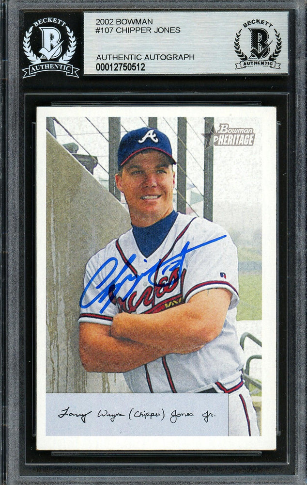 Chipper Jones Autographed 2002 Bowman Heritage Card #107 Atlanta Braves Beckett BAS #12750512 - RSA