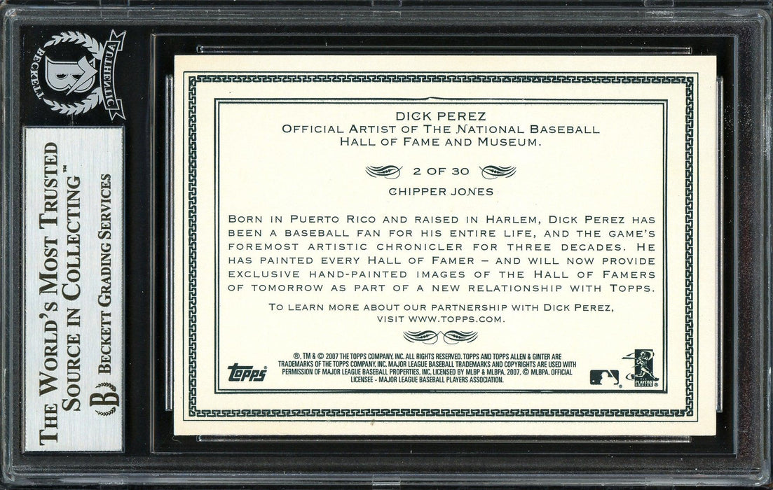 Chipper Jones Autographed 2007 Topps Allen & Ginter Dick Perez Card #2 Atlanta Braves Beckett BAS Stock #193094 - RSA