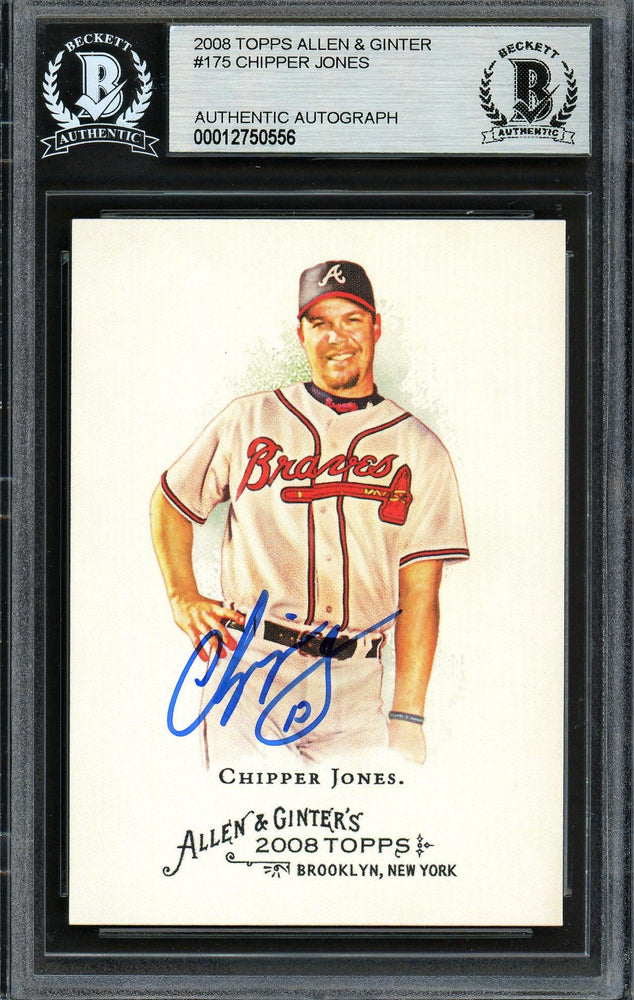 Chipper Jones Autographed 2008 Topps Allen & Ginter Card #175 Atlanta Braves Beckett BAS Stock #193099 - RSA