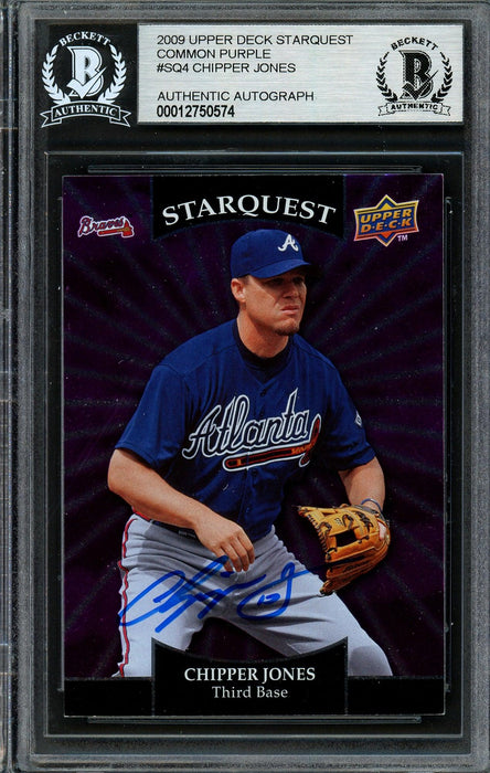 Chipper Jones Autographed 2009 Upper Deck Starquest Card #SQ-4 Atlanta Braves Beckett BAS #12750574 - RSA